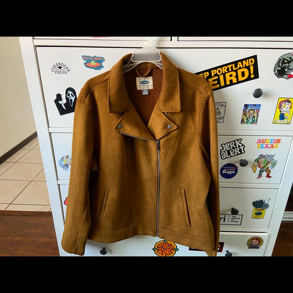 Plus size latte brown suede jacket